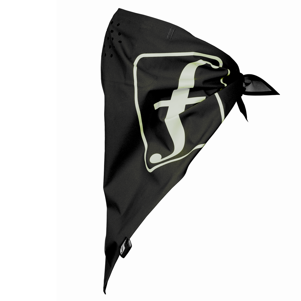 Forum snowboard 3-layer bandana logo in black and greenlight.