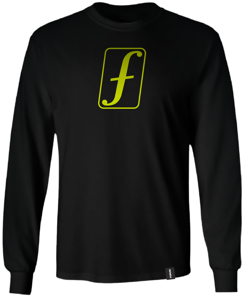 Forum f-punched long sleeve t shirt front in black.