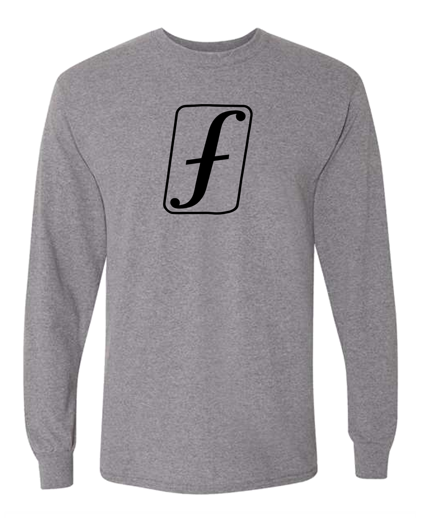 Forum f-punched long sleeve t shirt front in graphite heather grey.