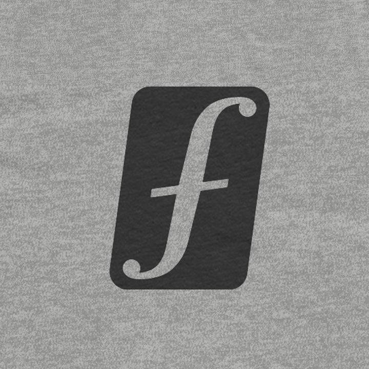Forum f-solid short sleeve t-shirt front logo in heather grey.